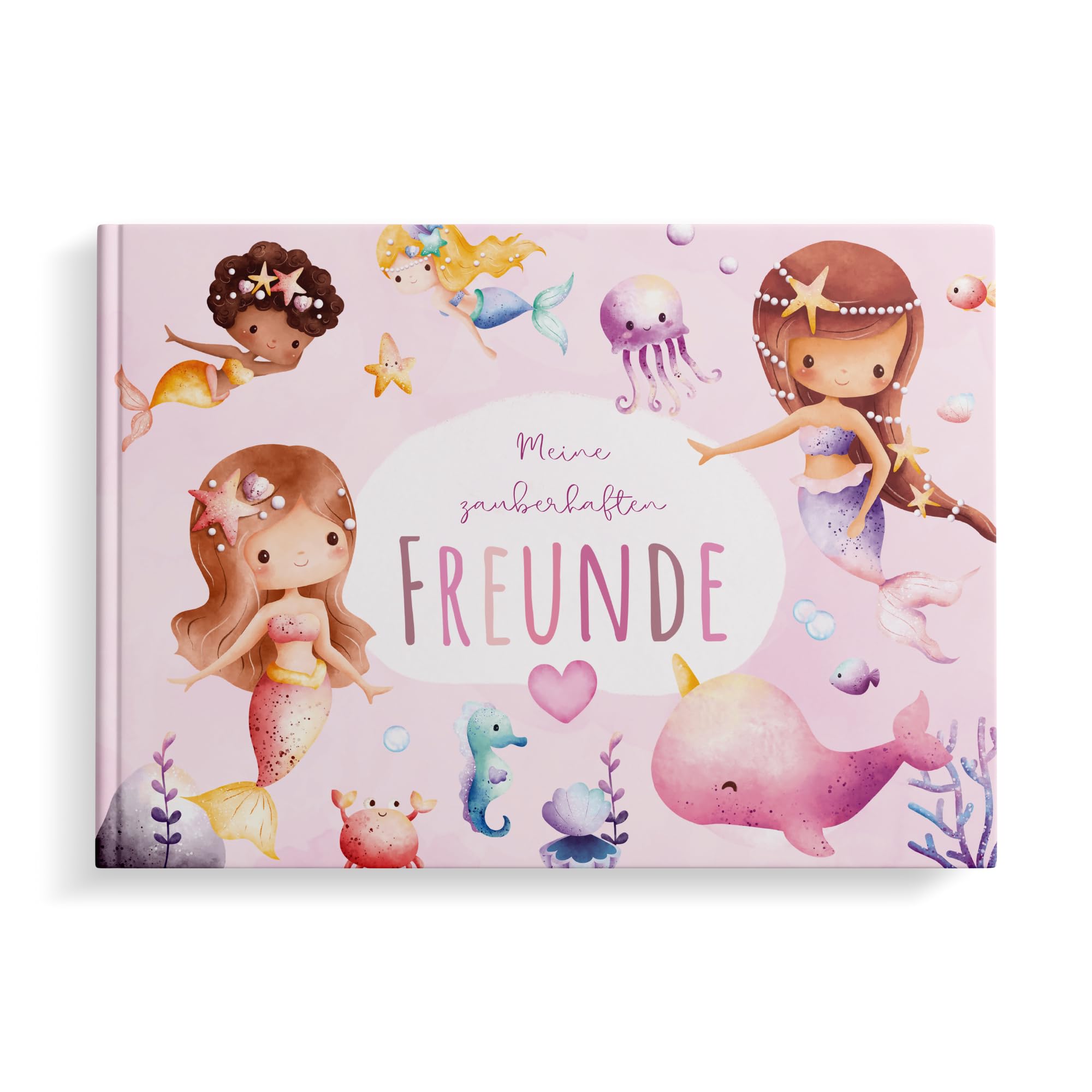 MeinBaby123® Libro degli amici per bambini, libro dell'amicizia, libro degli amici, scuola materna, libro degli amici per ragazze, album dell'amicizia, regalo per ragazze (sirena)