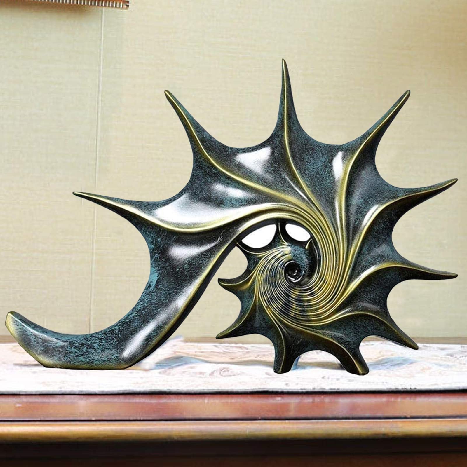 Muschelschale Ornamente Skulptur, Abstrakte Skulptur Muschel Ornamente, Harz Muschel Skulptur Deko, Wohnzimmer Modern Harz Abstrakte Kunst Statue Schreibtisch Dekorationen für Zuhause (Blau)