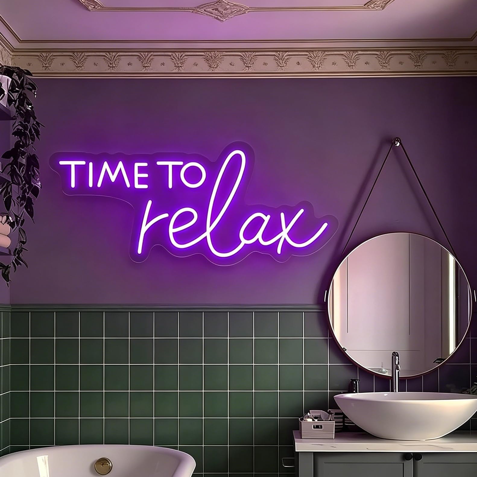 Time To Relax Neon Sign Dimmable Relax LED Neon Calming Relaxation Decor for Bathroom, Bedroom, Spa Beauty Room, Hair Salon, Home Gift for Friends (Purple) — image 1