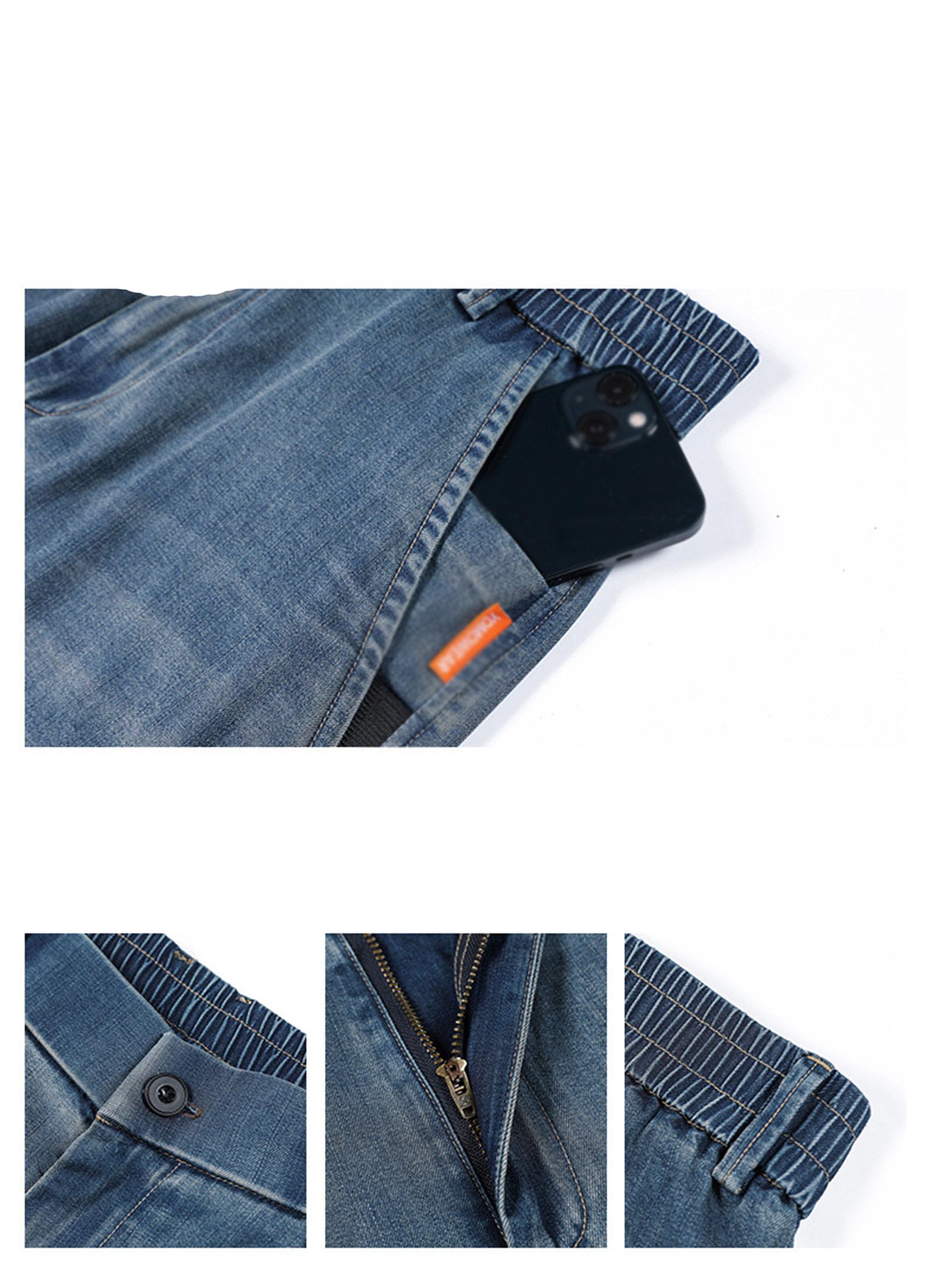 Herren Baggy dżinsy z szerokimi nogawkami, spodnie dżinsowe w stylu vintage z szerokimi nogawkami luźne spodnie uliczne