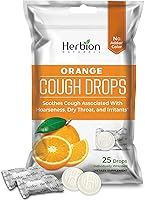 Herbion Naturals Orange Cough Drops - Natural Herbal Relief, Soothes Coughs for Adults & Kids 6+, 25 Drops, No Artificial Flavors