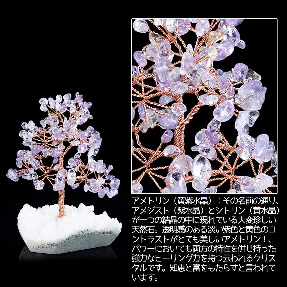 Amazon.co.jp: 招財樹 金のなる木【黄紫水晶 アメトリン】 ピンク 水晶