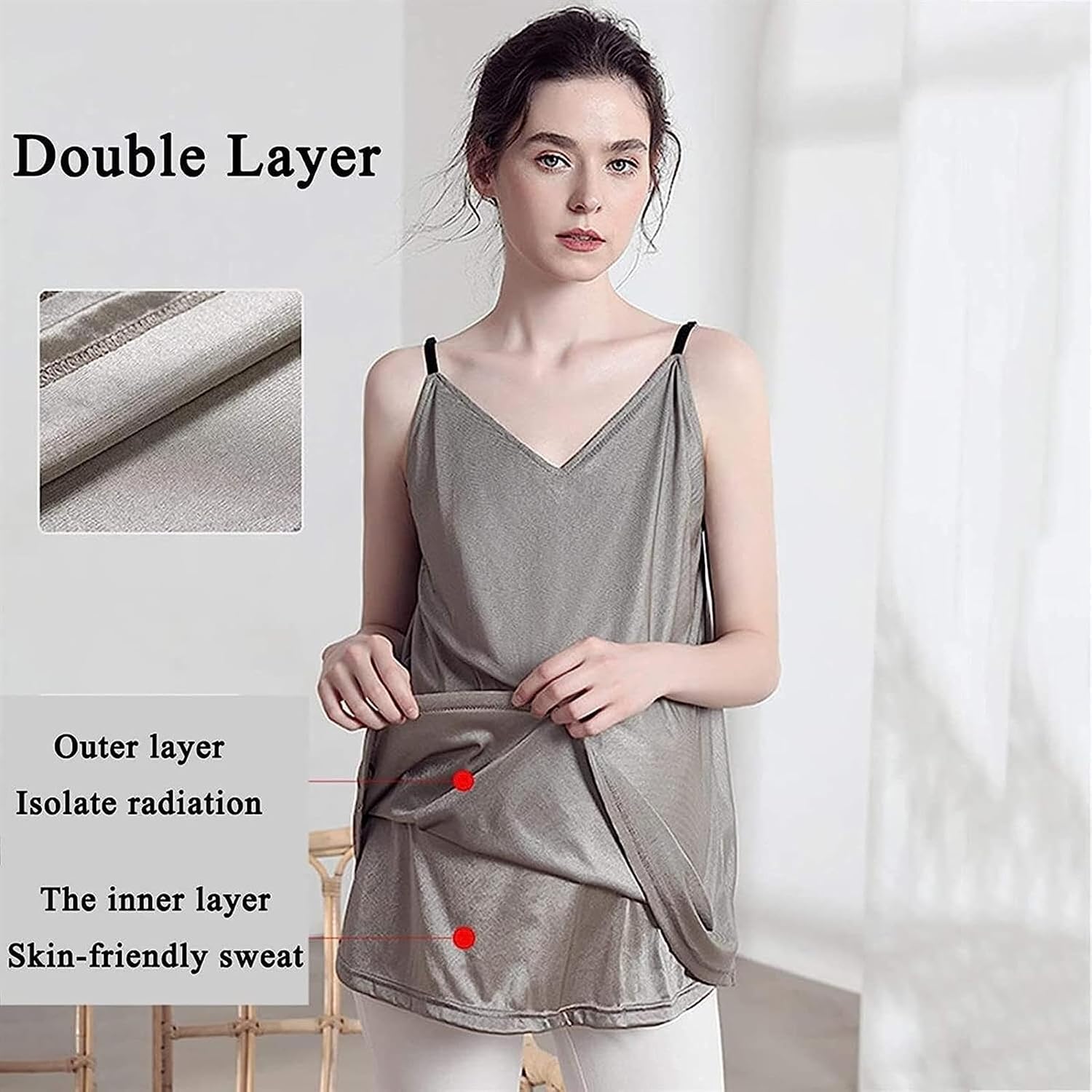Anti-Radiation Maternity Clothes 5G amp; EMF 360° Shield Dress Pregnant Women Silver Fiber Vest Pregnancy Nursing