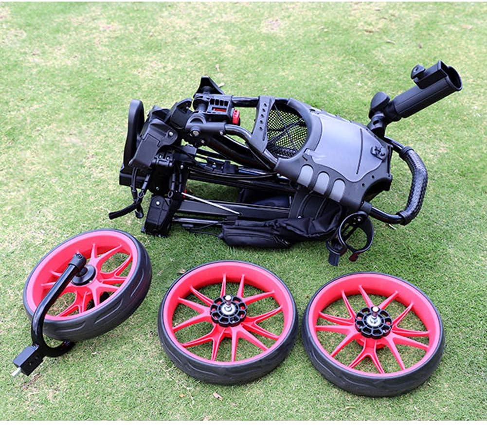 Golf Trolley, Folding 3 Wheel Push Pull Golf Cart for Walking Free Umbrella Holder and Storage Bag Golf Accessories for Golf Bag Clubs