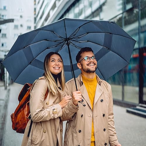 Miniatura 8 de G4Free 42465462 Pulgadas Paraguas de Golf Grande Compacto de Viaje Inverso con 10 Varillas Resistente al Viento para Lluvia, Doble Toldo, Apertura y