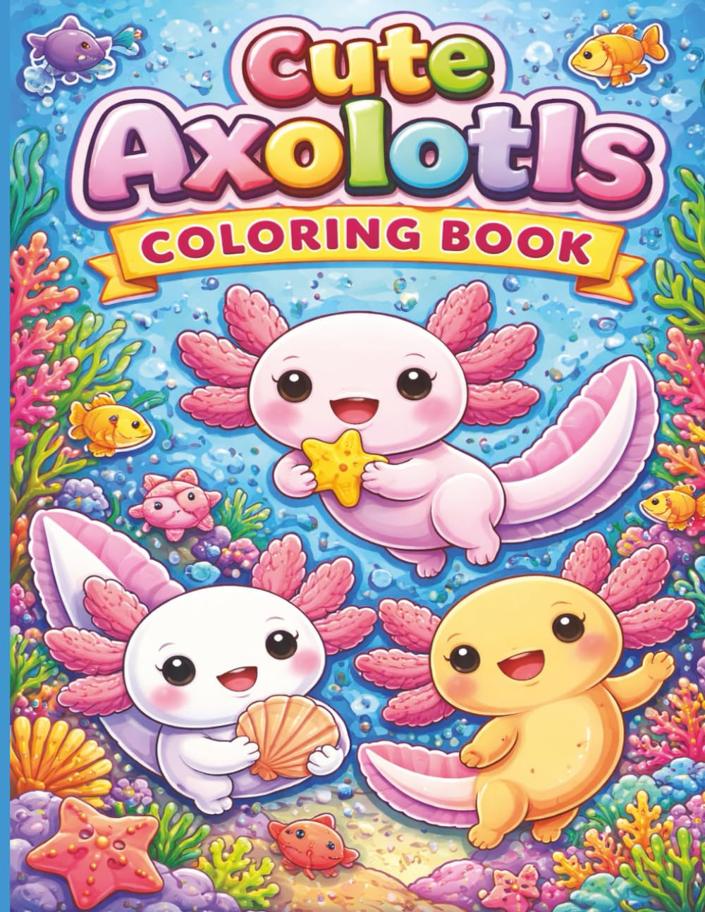 Cute Axolotls: A Fun Coloring Book For All Ages