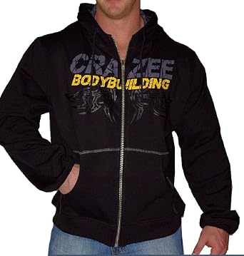800 MH Black Hoodie With CRAZEE body building design