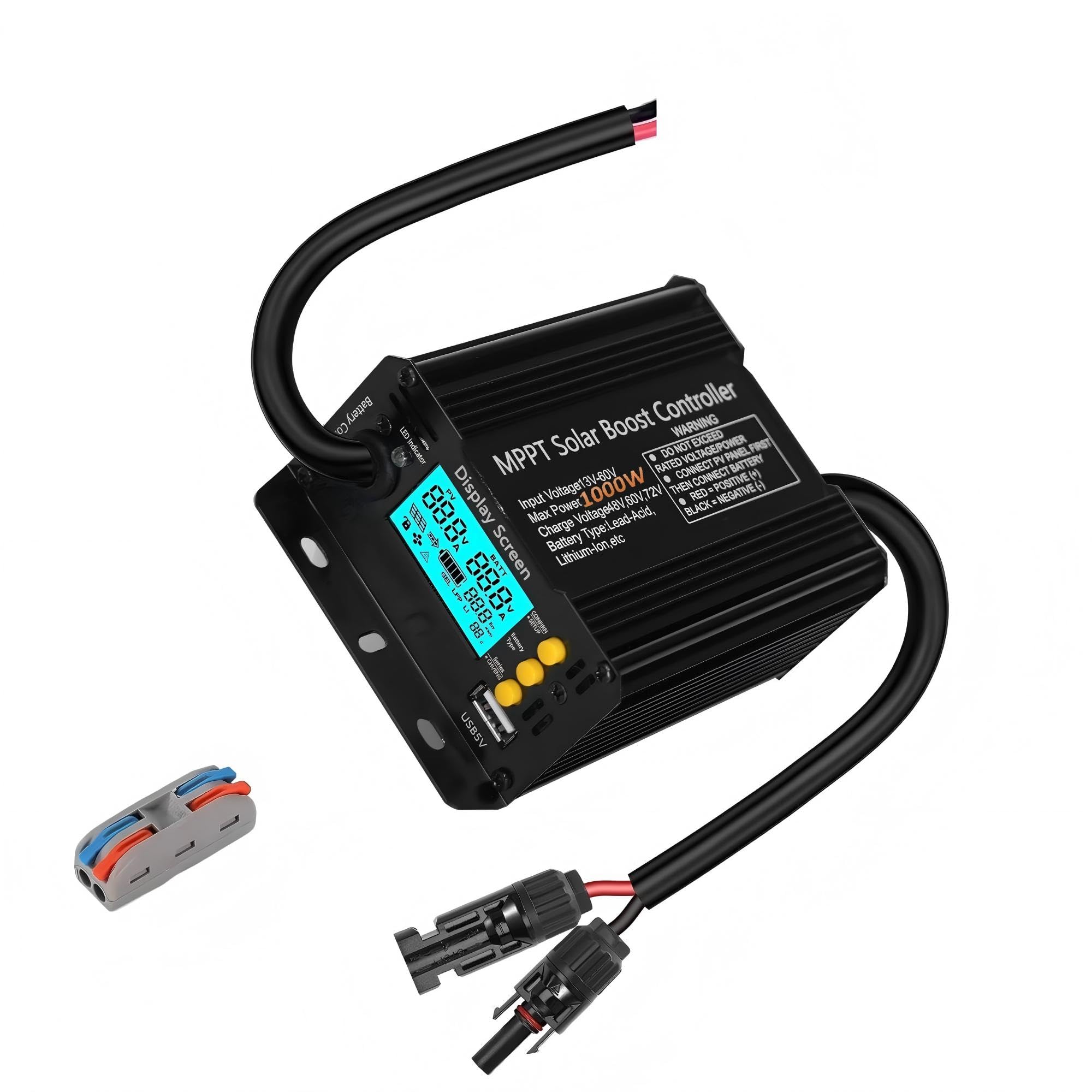 Photo 1 of 1000W SmartSolar MPPT Boost 24V/36V/48V/60V/72V MPPT Solar Charge Controller LCD Display Solar Panel Regulator for Sealed Flooded AGM Gel LFP User Batteries, Ideal for Golf Carts Electric Vehicles RVs