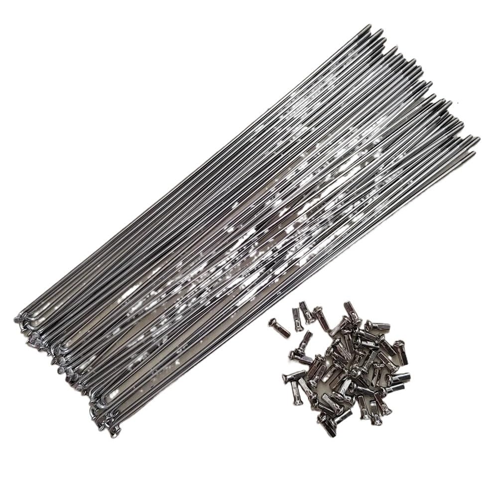 40 raggi in acciaio inox per bicicletta, 13 G, 2,2 mm, lunghezza 151-250 mm, per bici pieghevoli e mountain bike, con nipplo incluso