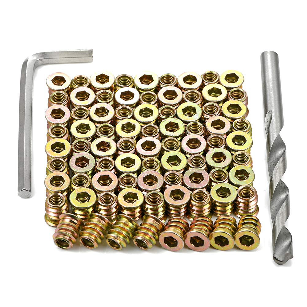 PGMJ 80 Pieces M6 Wood Inserts Bolt Furniture Screw in Nut Threaded