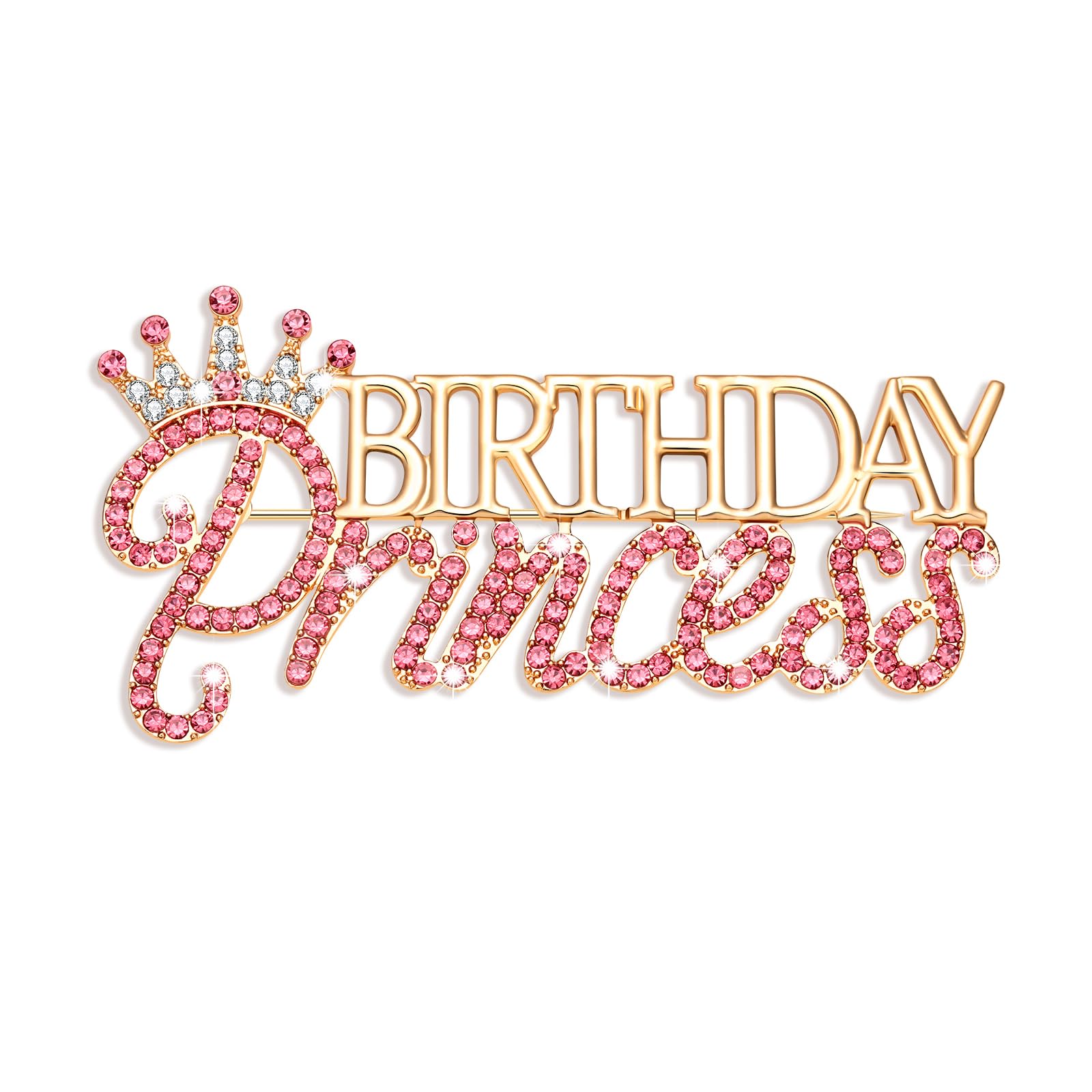 Birthday Brooch Pins Queen Crown Brooch for Women Bling Luxury Rhinestone Brooches Crystal Lapel Pin Large Safety Pin Birthday Party Fashion Lapel Pin