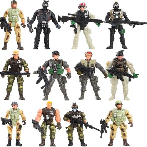 Juego de figuras de acción de soldados de juguete del ejército estadounidense y equipo SWAT con accesorios de armas militares, soldado militar,