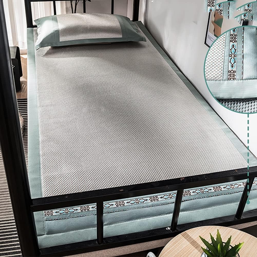 Mat Summer Naked Sleeping Student Dormitory Single Folding Summer Rattan Mat Straw Mat Washable Ice Silk Mat (Size : 1.5 m) (1.2 m)