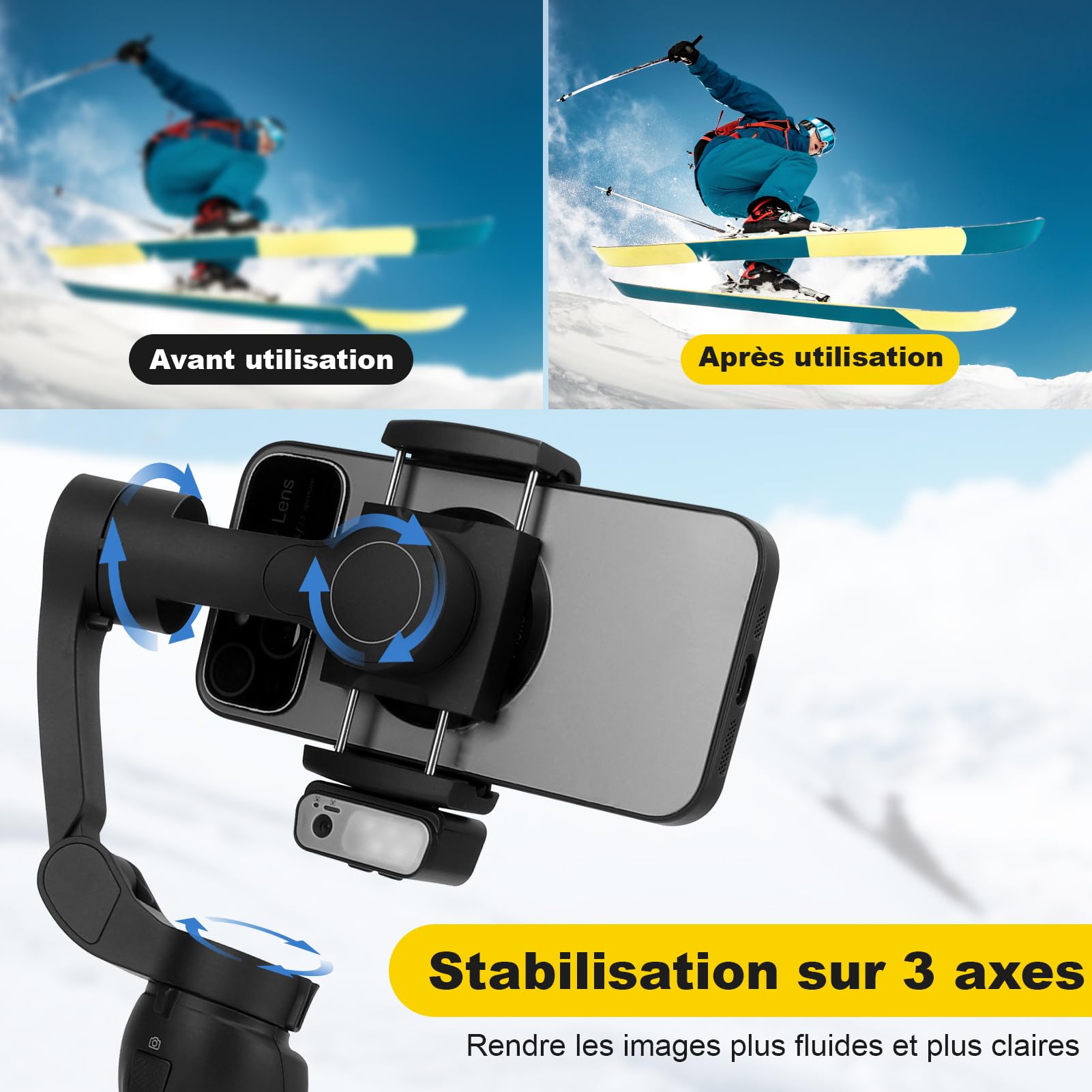 Stabilisateur Smartphone ATOM Isos M1 - Gimbal 3 Axes Avec Tracking IA - Pour Vlog, TikTok, YouTube - Avec Trépied Et Lumière - 11