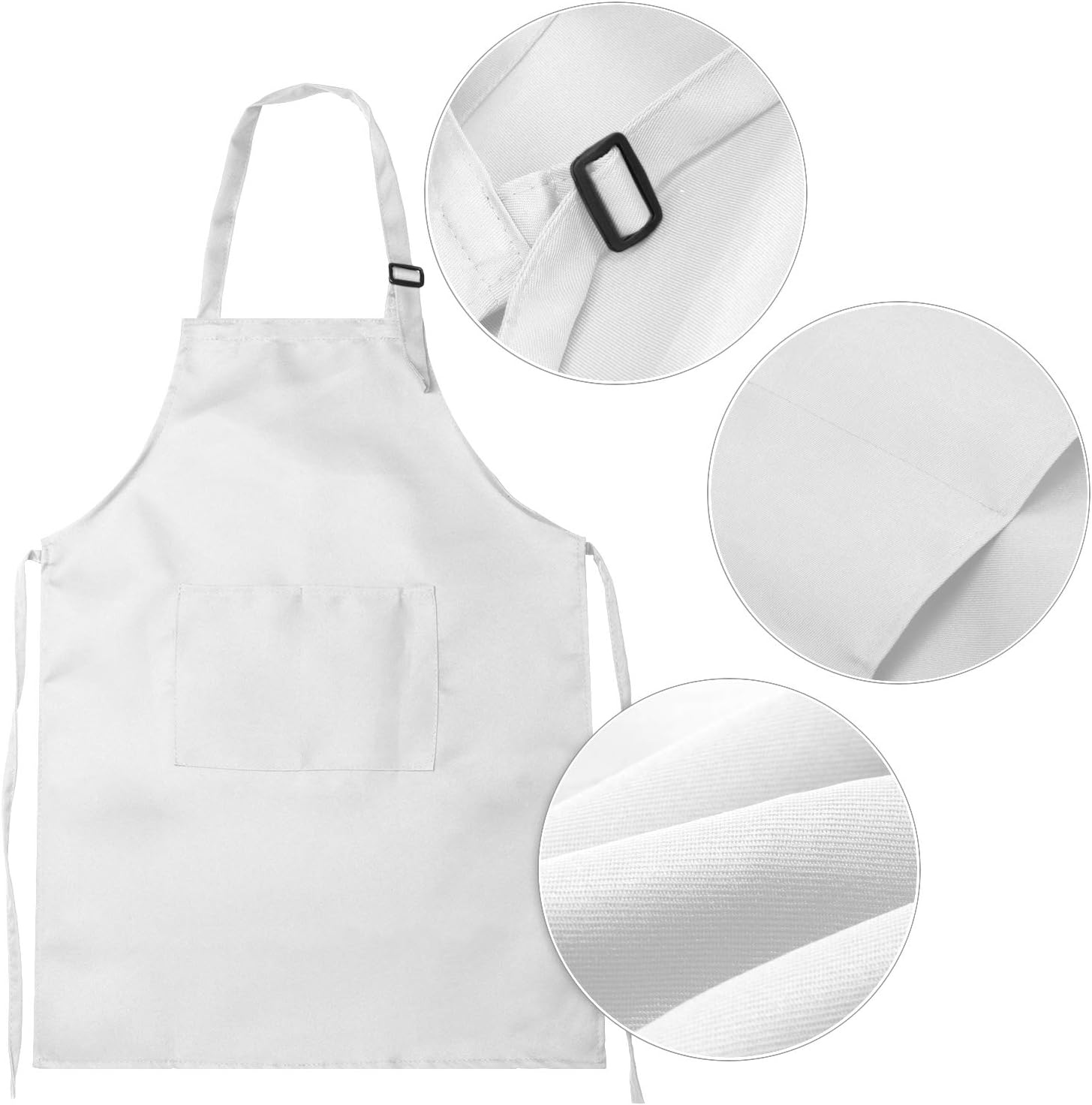 8 Pieces Kid Apron Adjustable Children Chef Apron with Pocket for Cooking Baking (White, M for 7-13 Age)