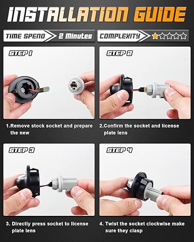 Miniatura 5 de HERCOO Luces LED para Placa de Matrícula, Luces de Etiqueta, Conjunto de Ensamblaje de Lámpara Trasera y Portalámparas Compatible con Ford F150 F250