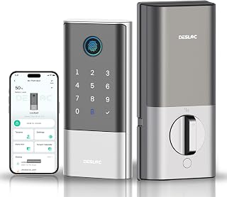 DESLOC Fingerprint WiFi Smart Lock, K120 Keypad Deadbolt Up to 16 Months | Rechargeable Keyless Entry Front Door Lock 15000mAh, APP Control, IP65, BHMA Grade3, 3D GPT Recognition, Auto lock, Sliver
