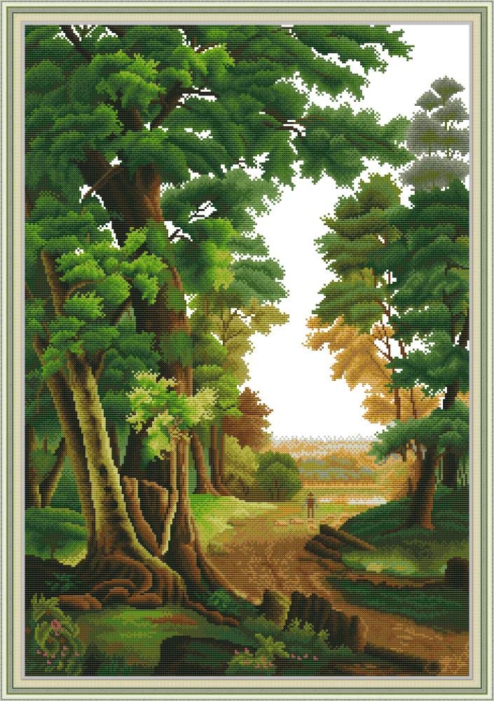 Maydear Stamped Cross Stitch Kits, Needlepoint Embroidery Kits for Beginner Kids or Adults, 14CT 2 Strands DIY Easy Counted Cross Stitch Kit - (Shepherd Road) 18.8×25.9 inch