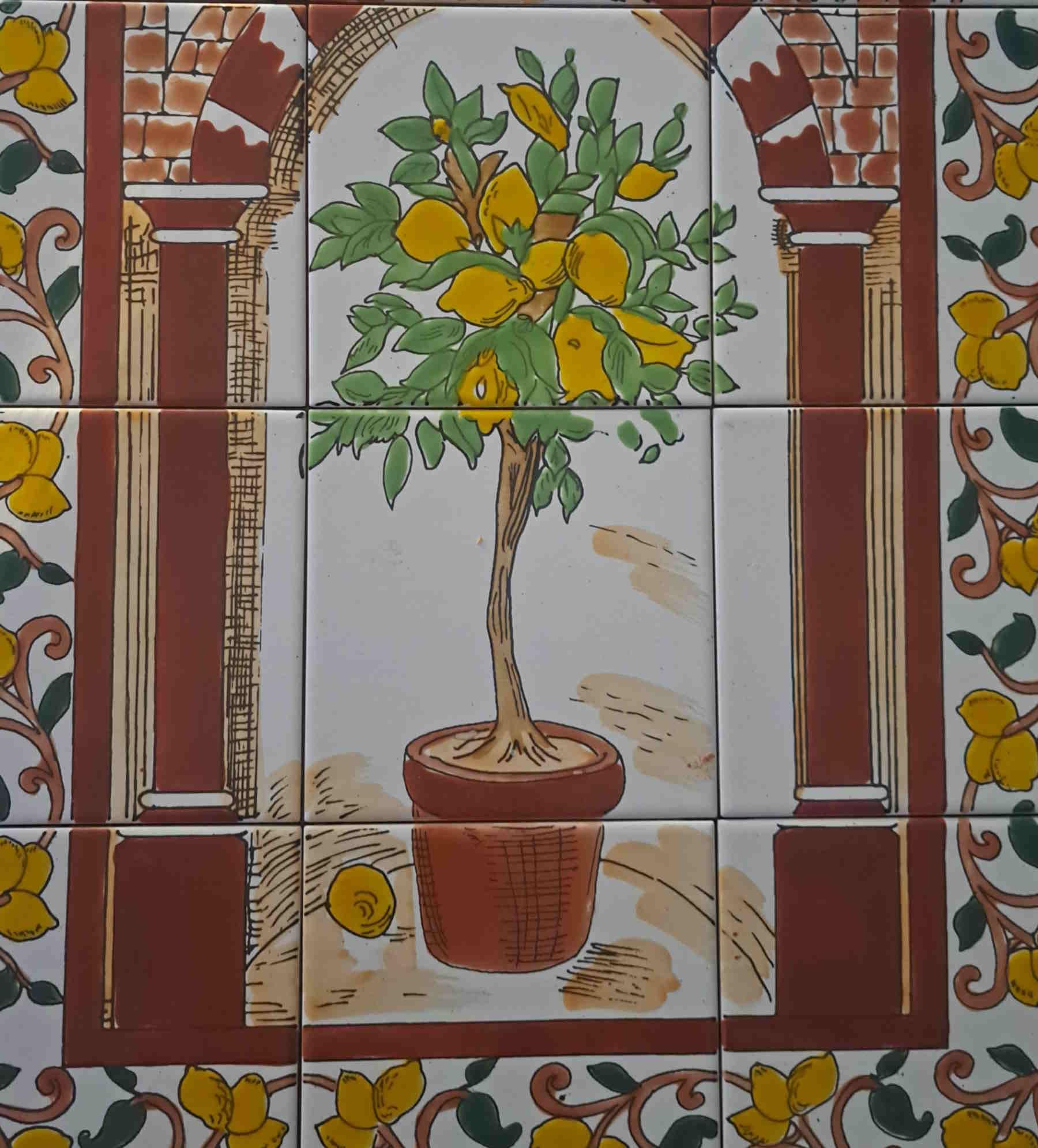 Handbemalte Azulejos 45x60 cm – Mediterranes Fliesenbild Wandfliesen | Handbemalt, Orientlisches Design, Hitzebeständig, Robust.