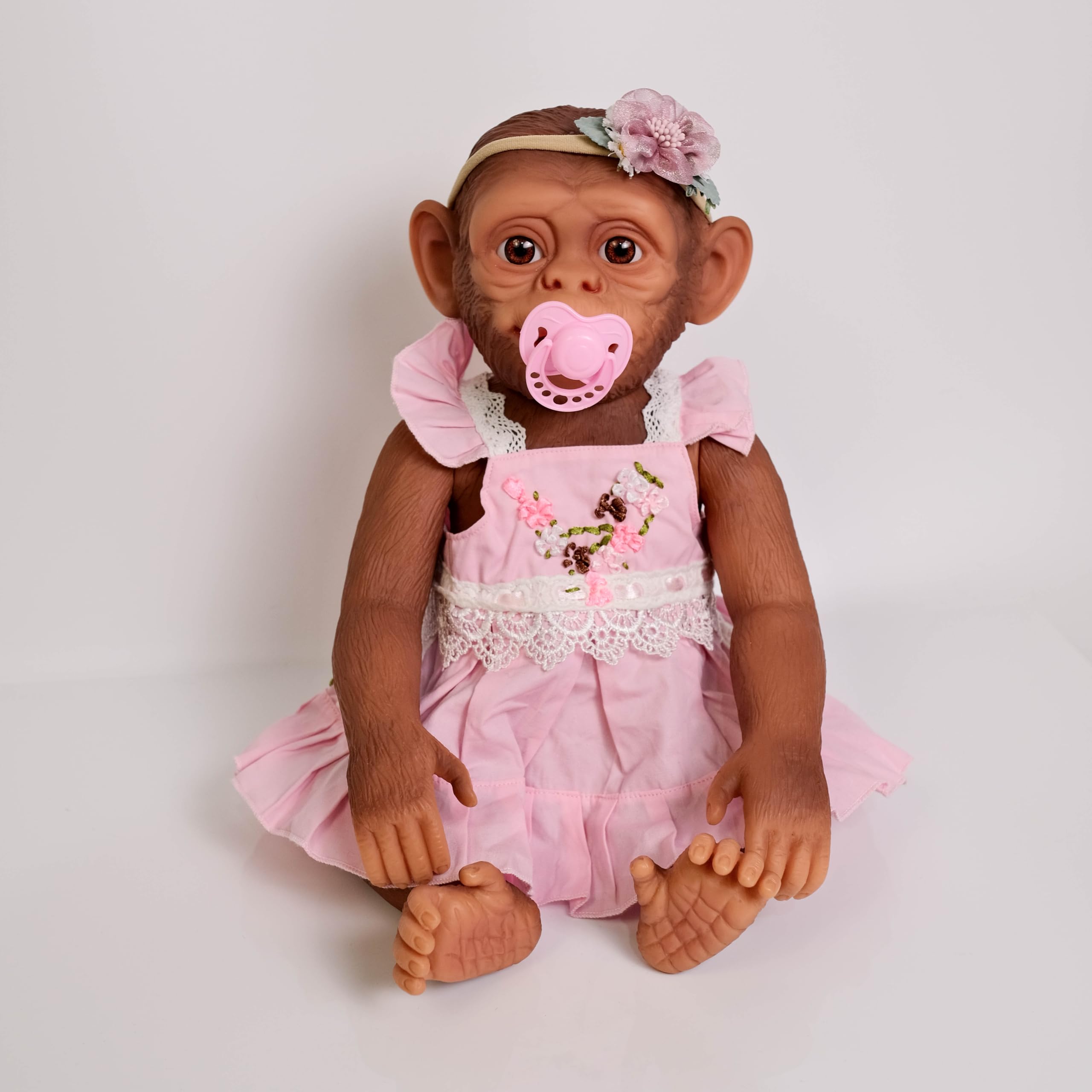 Reborn Małpa lalka dla dziewcząt, 54 cm, miękki silikon, winyl, prawdziwy dotyk, realistyczna zabawka magnetyczna Reborn Dolls