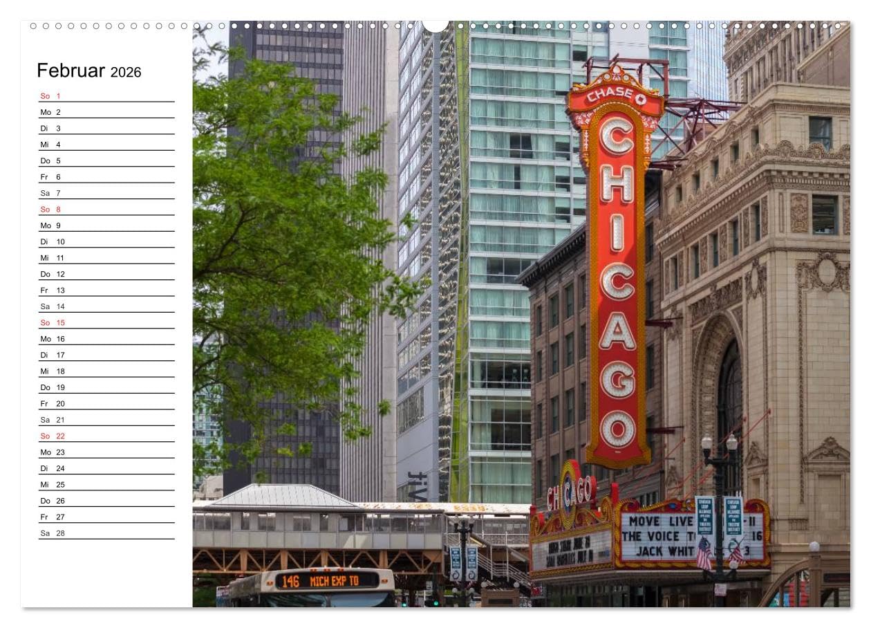CHICAGO Stadtzentrum (Wandkalender 2026 DIN A2 quer), CALVENDO Monatskalender: Die markante US-Metropole