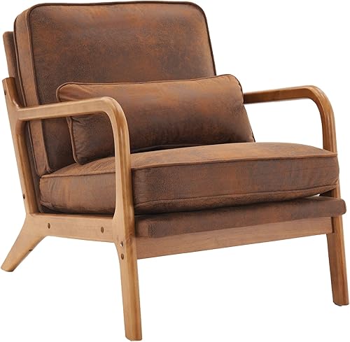 Miniatura 3 de Sillas de sala de estar, reposabrazos de roble, silla tapizada individual, silla de salón interior, sillón naranja