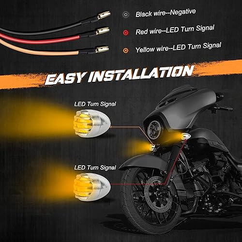 Miniatura 11 de NTHREEAUTO Parpadeadores para motocicleta, luces LED de aluminio impermeables con bala, luz indicadora trasera roja compatible con motocicletas