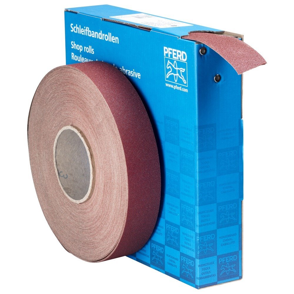 Pferd Rollo de Lija de Tela Económico Sbr 40 A 100, Ancho 40 millimeters, Longitud 50 M, Grano Corindón A 100, para Metales