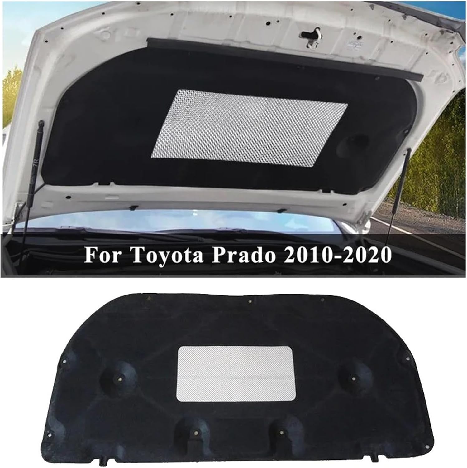 Car Front Hood Engine Sound Heat Insulation Cotton Pad Automobiles Accessories, Compatible with Toyota Prado 2010-2017 Prado 2018-2020(Black-for 2018-2020)(Black-for 2010-2017)