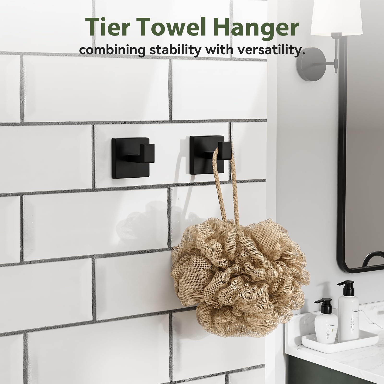 20-Pieces Matte Black Bathroom Accessories Set, 24 Inch Bathroom Hardware Set, SUS304 Stainless Steel Bath Towel Bar Set, Towel Racks for Bathroom Wall Mounted, Modern Bathroom Decor — Amazon image 6