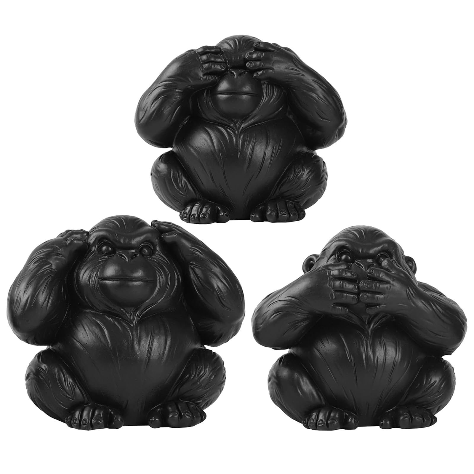 YXCQHZM 3 Pcs Wise Monkeys Statue Set - Hear No Evil See No Evil Speak No Evil - Resin Monkey Figurines for Office and Home Decor (A)