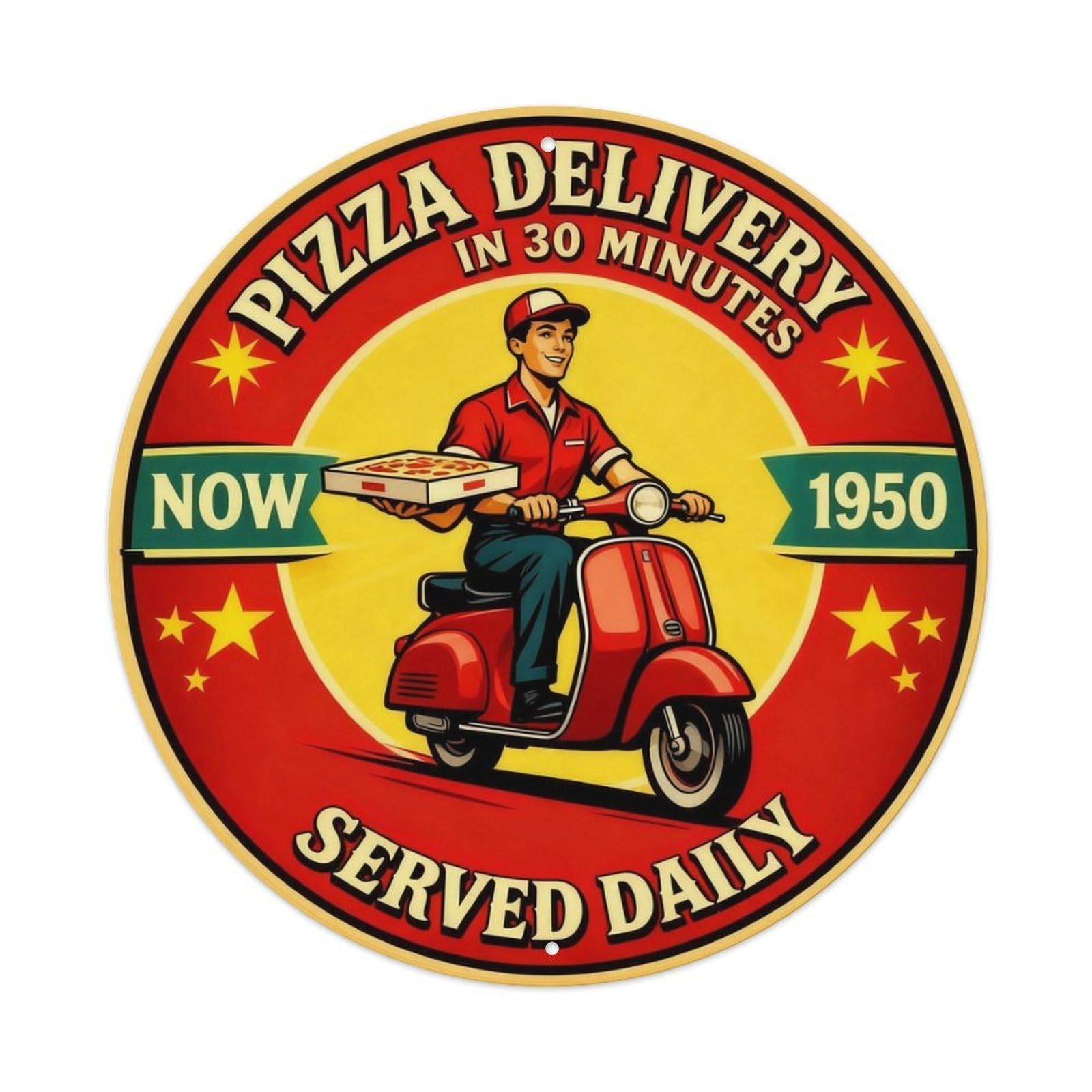 Vintage Pizza Delivery Tin Sign Metal Tin Sign Plaque