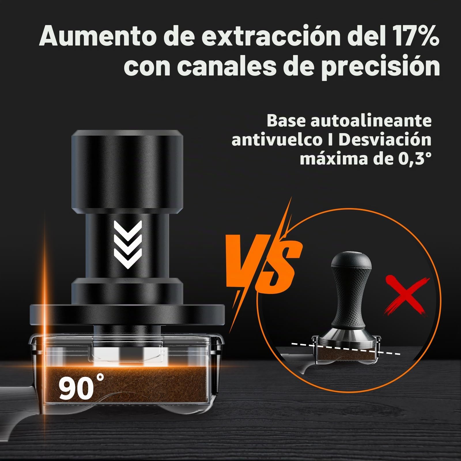 IKAPE Prensador de café expreso de 58,35 mm V6 Impact con retroalimentación acústica, muelles intercambiables (15 lb/30 lb), prensador plano con sistema de triple resorte, apto para portafiltros de 58