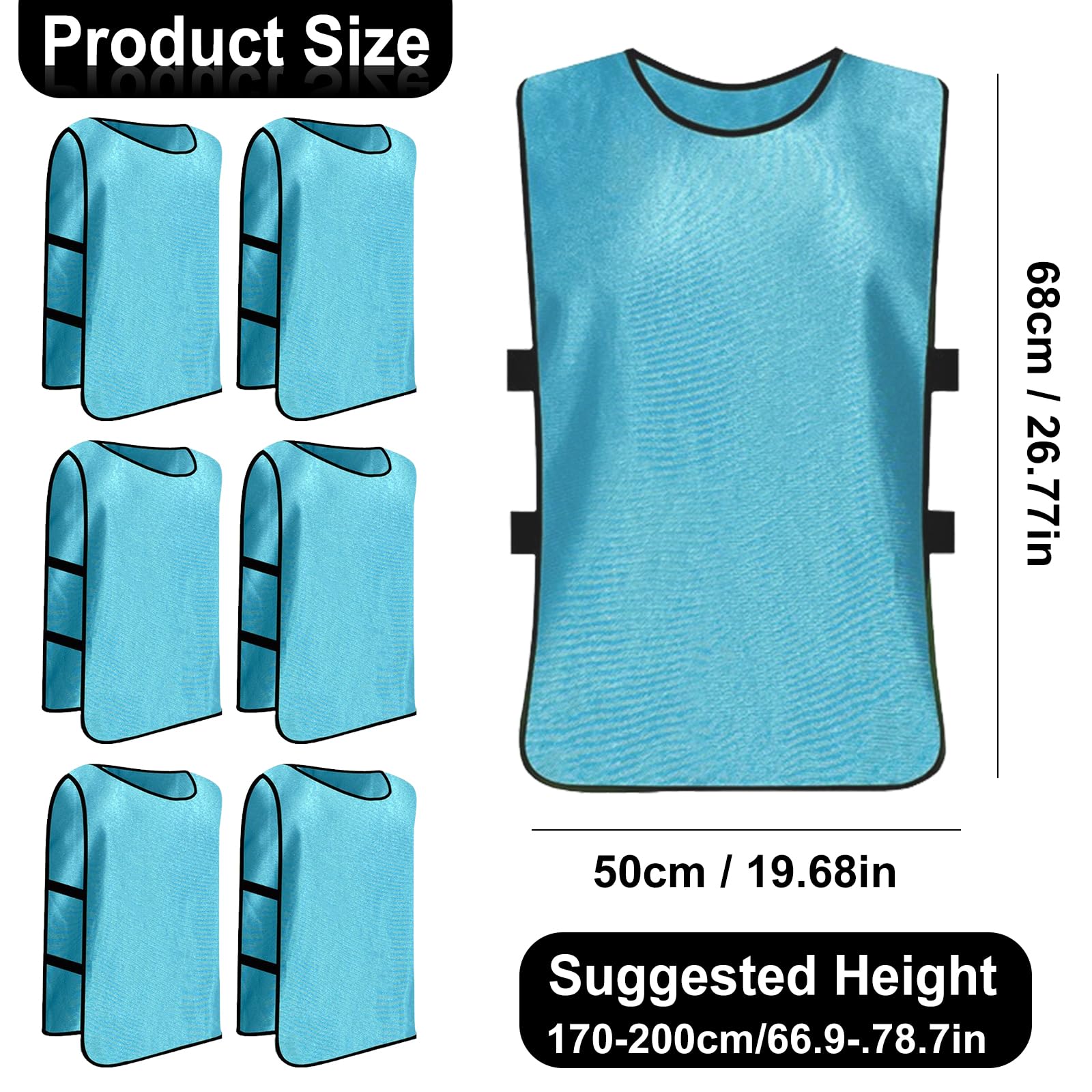 6 Pack Chasuble Football Adulte, Fußball Leibchen Set, Chasuble de Entraînement Sport, Gilet Sport Adultes Maillots, Trainingsleibchen, Training Gilets pour la Pratique Basket, Size xl