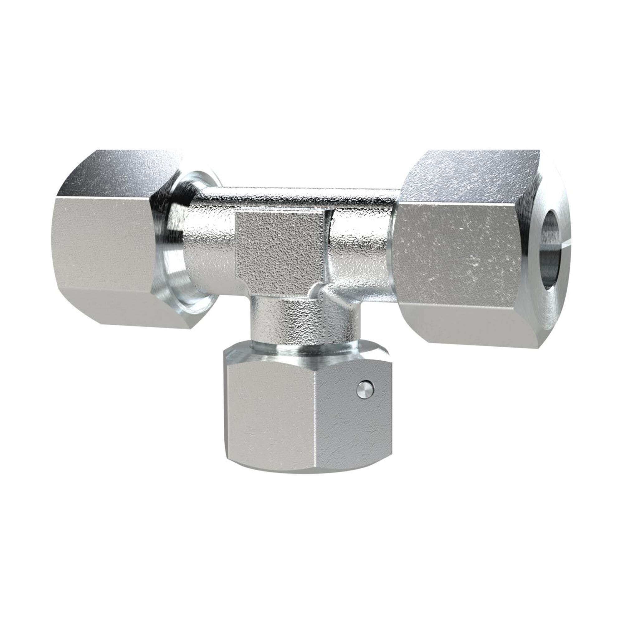 Rosca en T ajustable, cono de estanqueidad, giratorio 360°, tuerca M36 x 2,0 i, diámetro exterior del tubo 25 mm, PN máx. 400 bar, acero galvanizado.