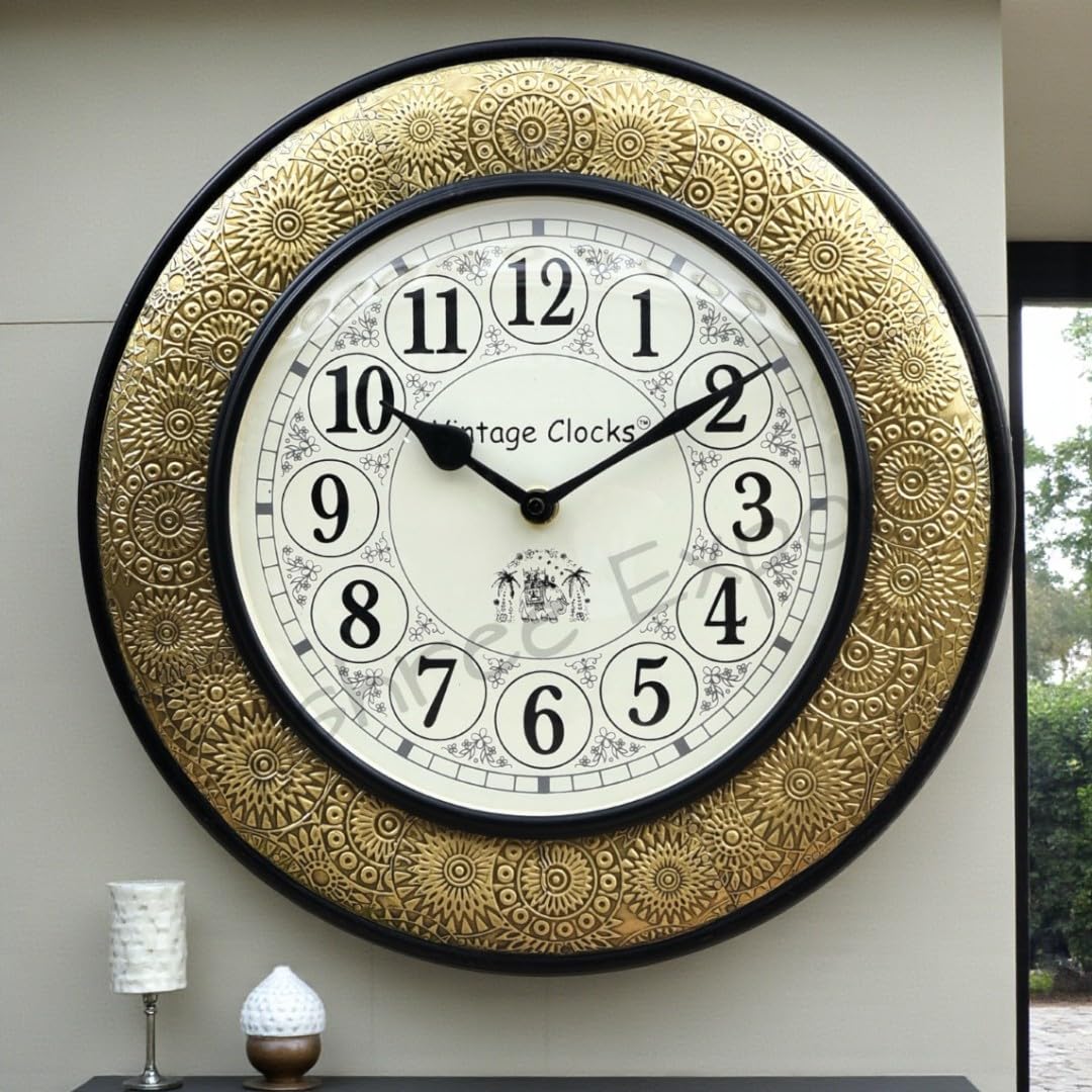 Vintage Brass Inlay Wall Clock - Handcrafted & Stylish -6
