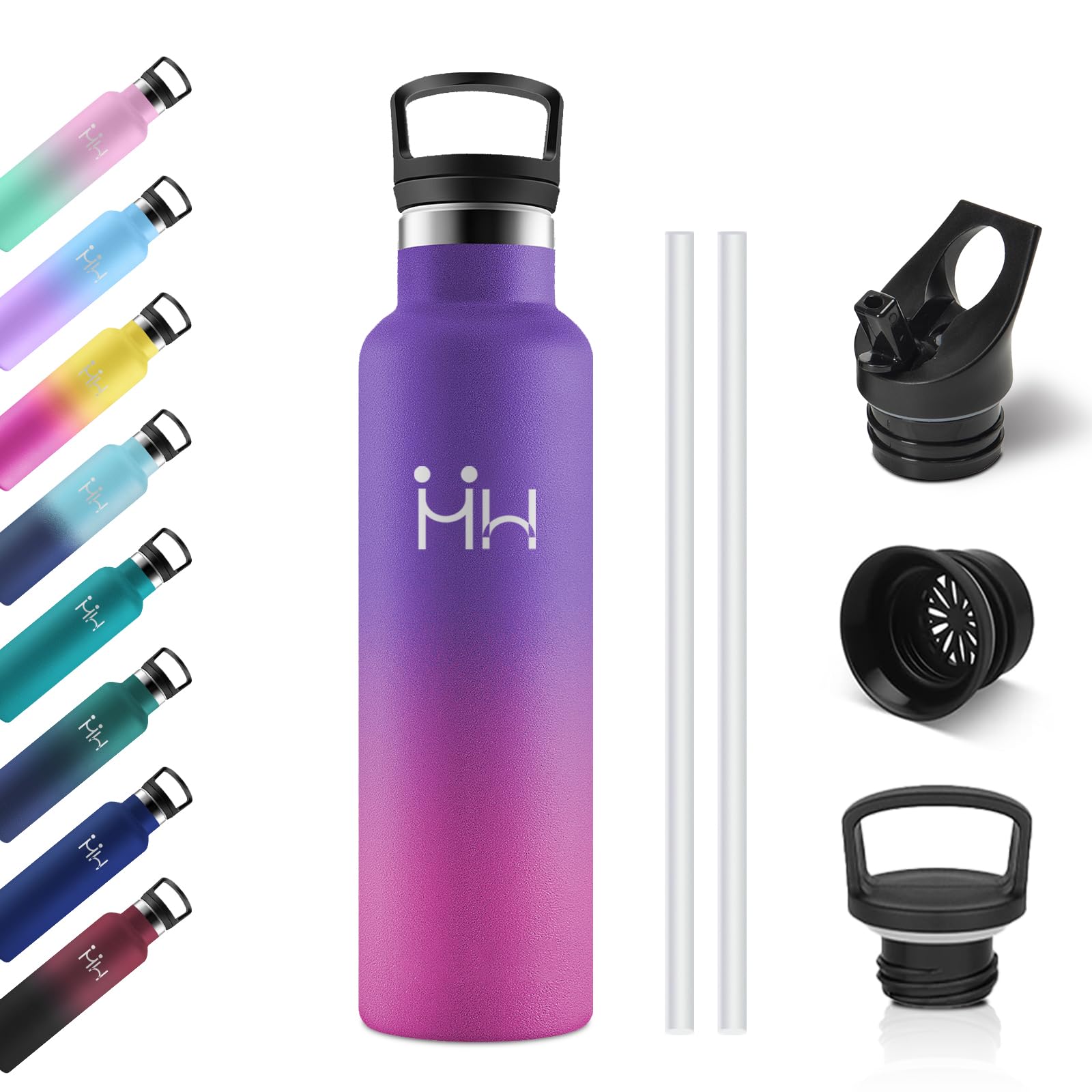 750ml Stainless Steel Water Bottle, Thermal Water Bottles with Straw, Reusable Thermal Bottle, Leak Proof, BPA Free, Thermos for Children, Office, Camping, Work, Travel, Gym