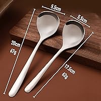 Vista 2 de UPTALY 6 cucharones de sopa profundos con mango largo (6.9 pulgadas), cuchara de servir de acero inoxidable 1810, cuchara grande de ramen, cuchara