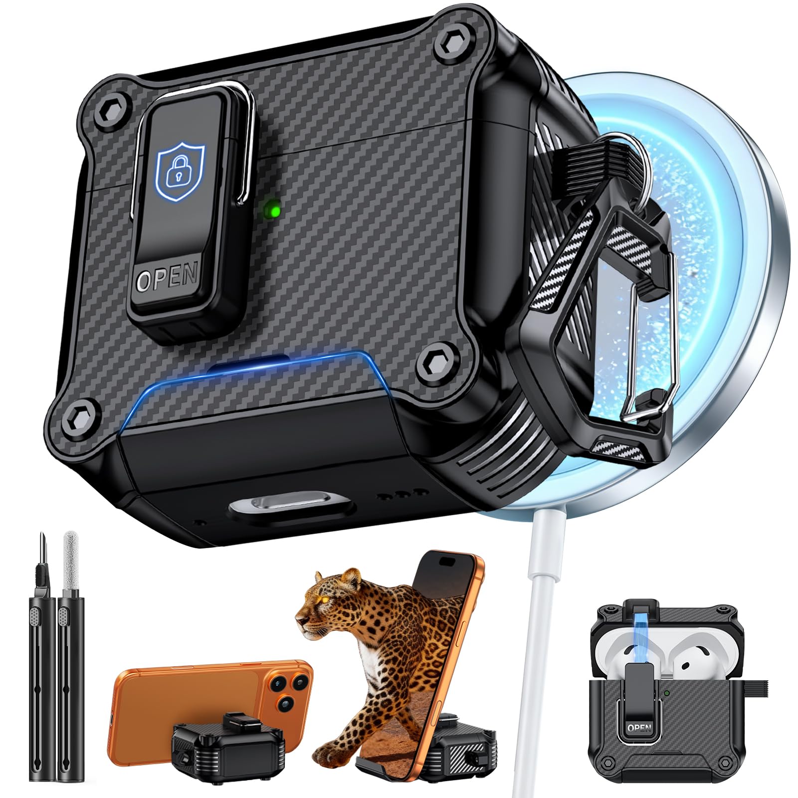 Inesore for AirPods 4 Case with Secure Lock (Black)