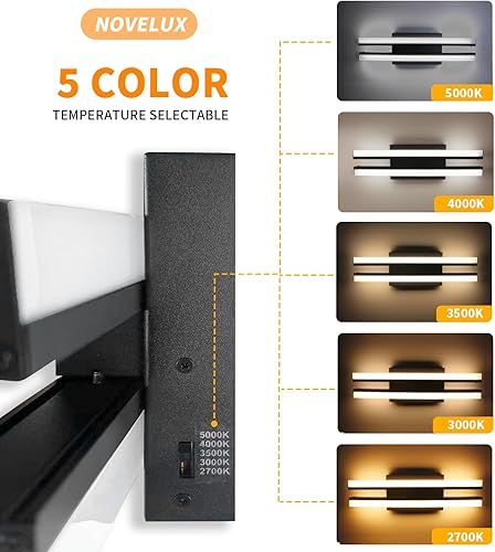 Miniatura 2 de Lámpara de baño sobre espejo de 24 pulgadas, luz LED retráctil para tocador de baño, con certificación ETL, 5CCT, lámpara de pared opcional de 25 W,