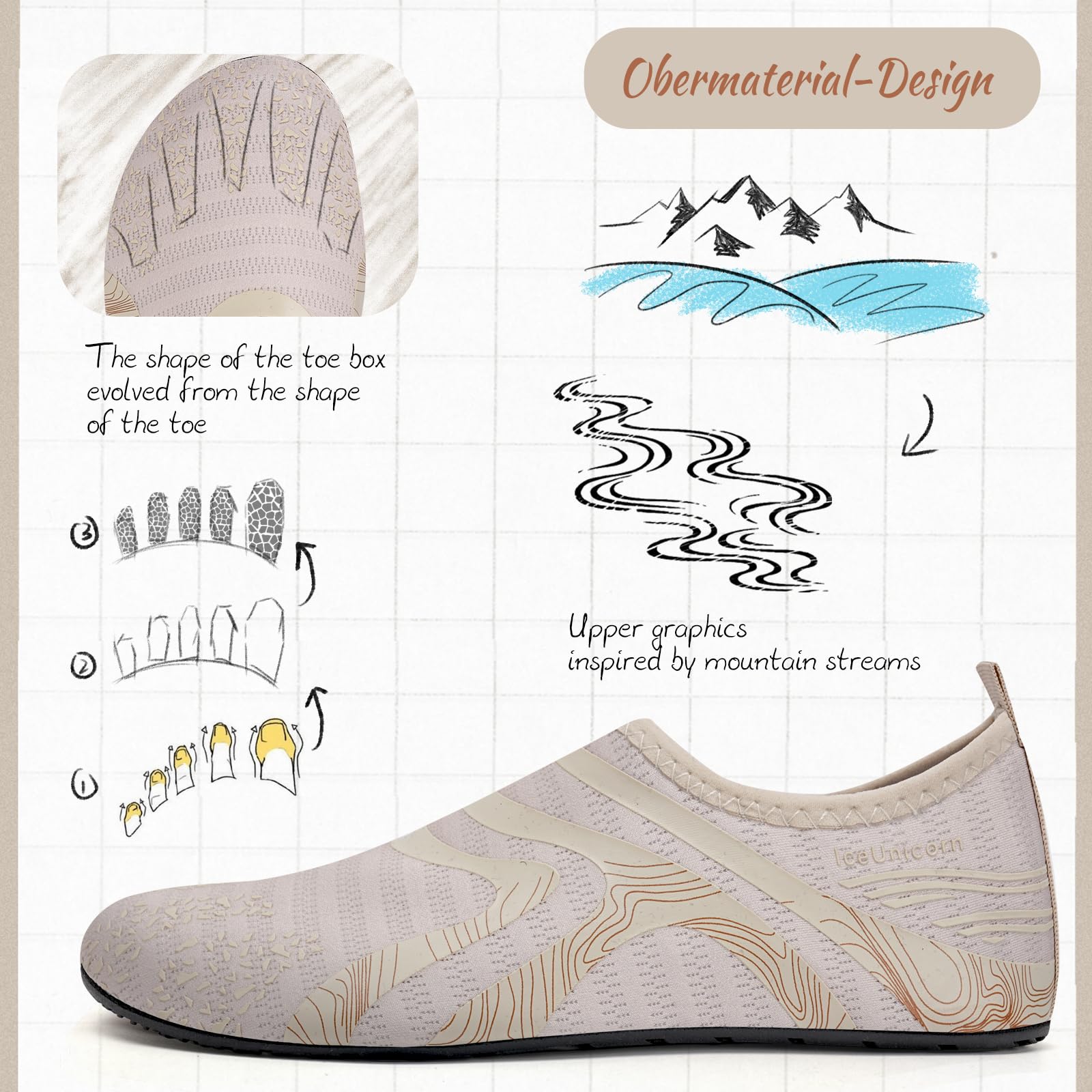 Chaussures aquatiques pour femme - Chaussures de natation pour homme et femme - Chaussures pieds nus - Chaussures de piscine - Chaussures de yoga rapides pour sports nautiques