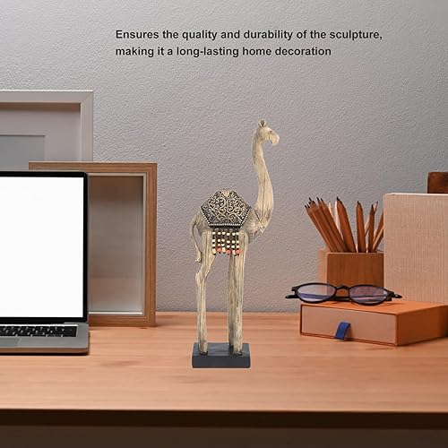 Miniatura 4 de BestAlice Camel Statue Artistic Camel Desk Sculpture Resin Camel Statue Art Sculpture Figure Desk Ornament Statuette for Desk Bookshelf Dining Table