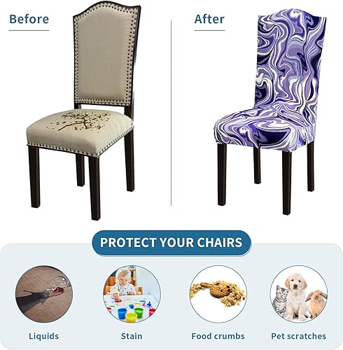 Miniatura 64 de Juego de 6 fundas elásticas para sillas de comedor, extraíbles y lavables, para sillas de comedor, hotel, ceremonia