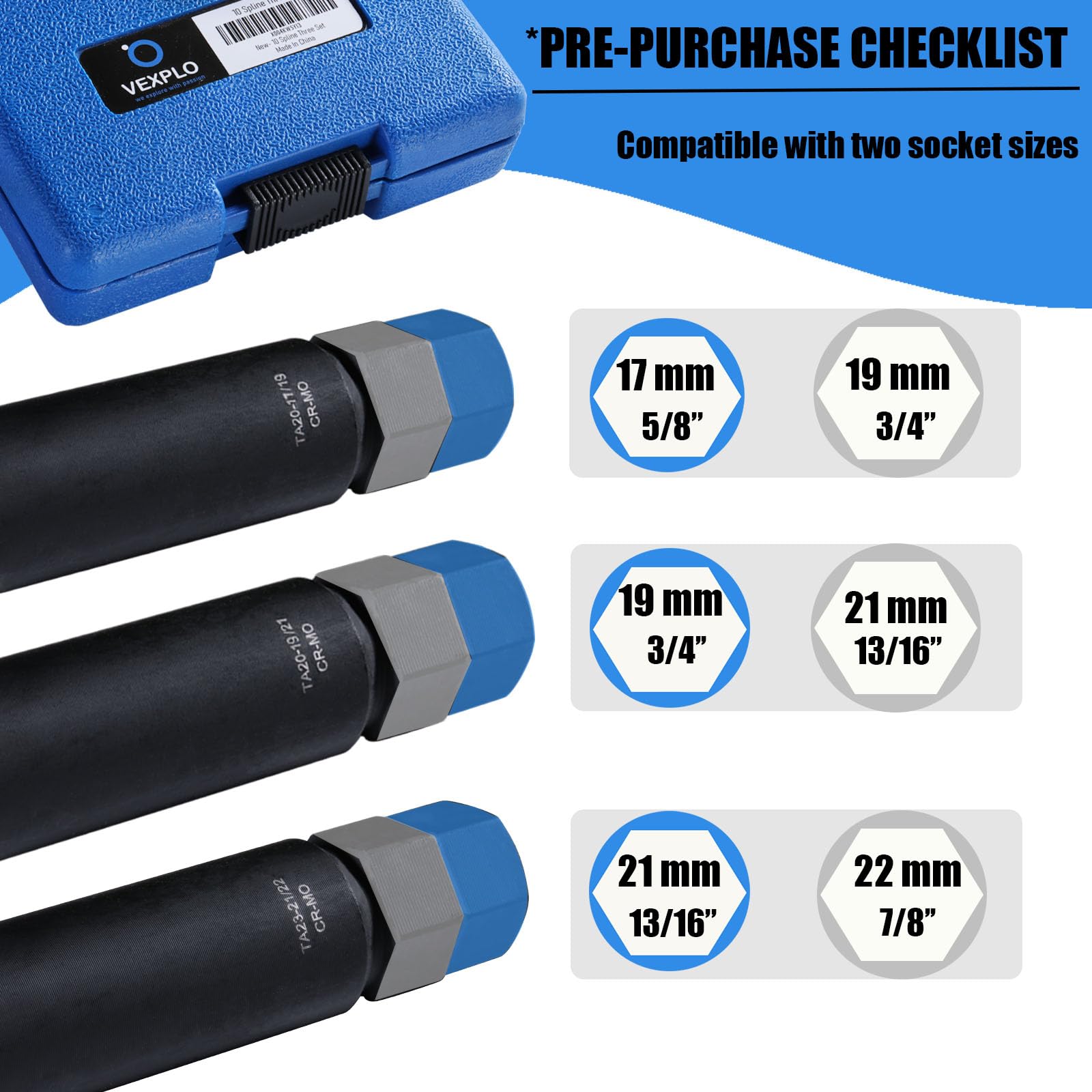 VEXPLO 10 Spline Lug Nut Key Set - Durable & Strong -5