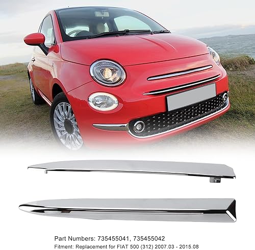 Miniatura 2 de Fydun Reemplazo superior de las piezas exteriores del coche del ajuste 735455041 735455042 del cromo del parachoques delantero del coche para 500