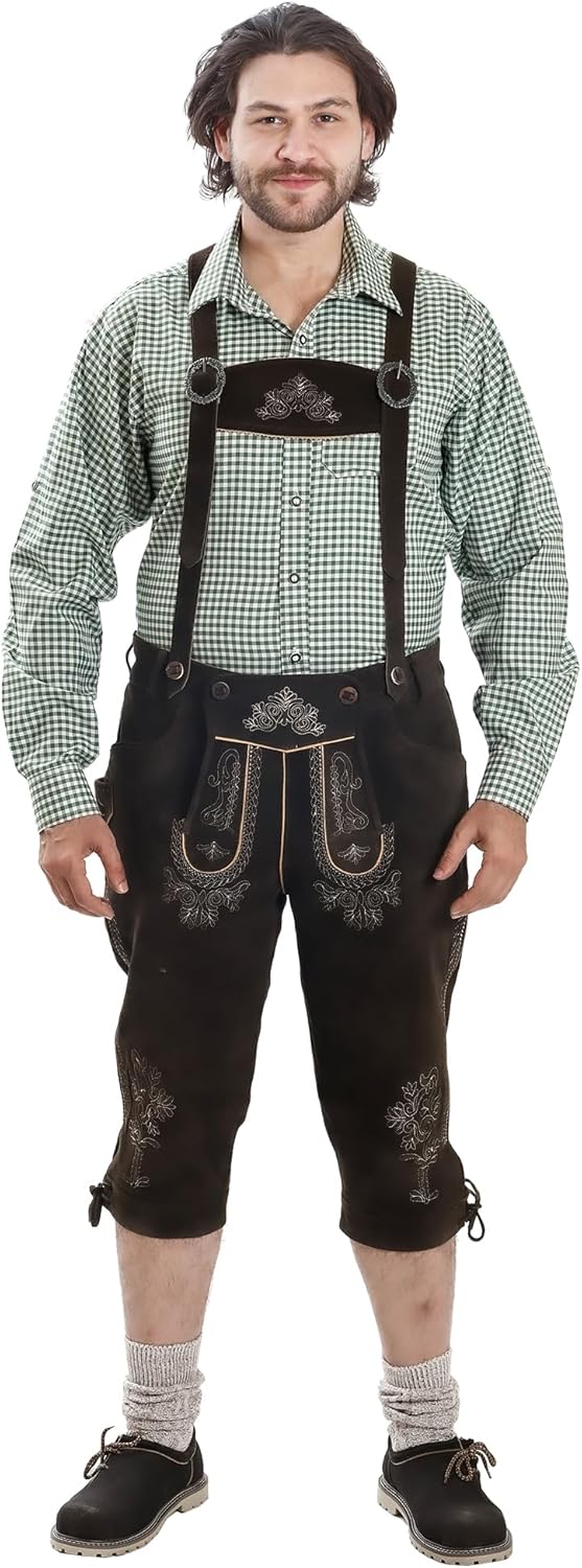 Lederhosen Store - German Lederhosen Men Long - Bundhosen Men - Authentic Lederhosen Men’s Shorts