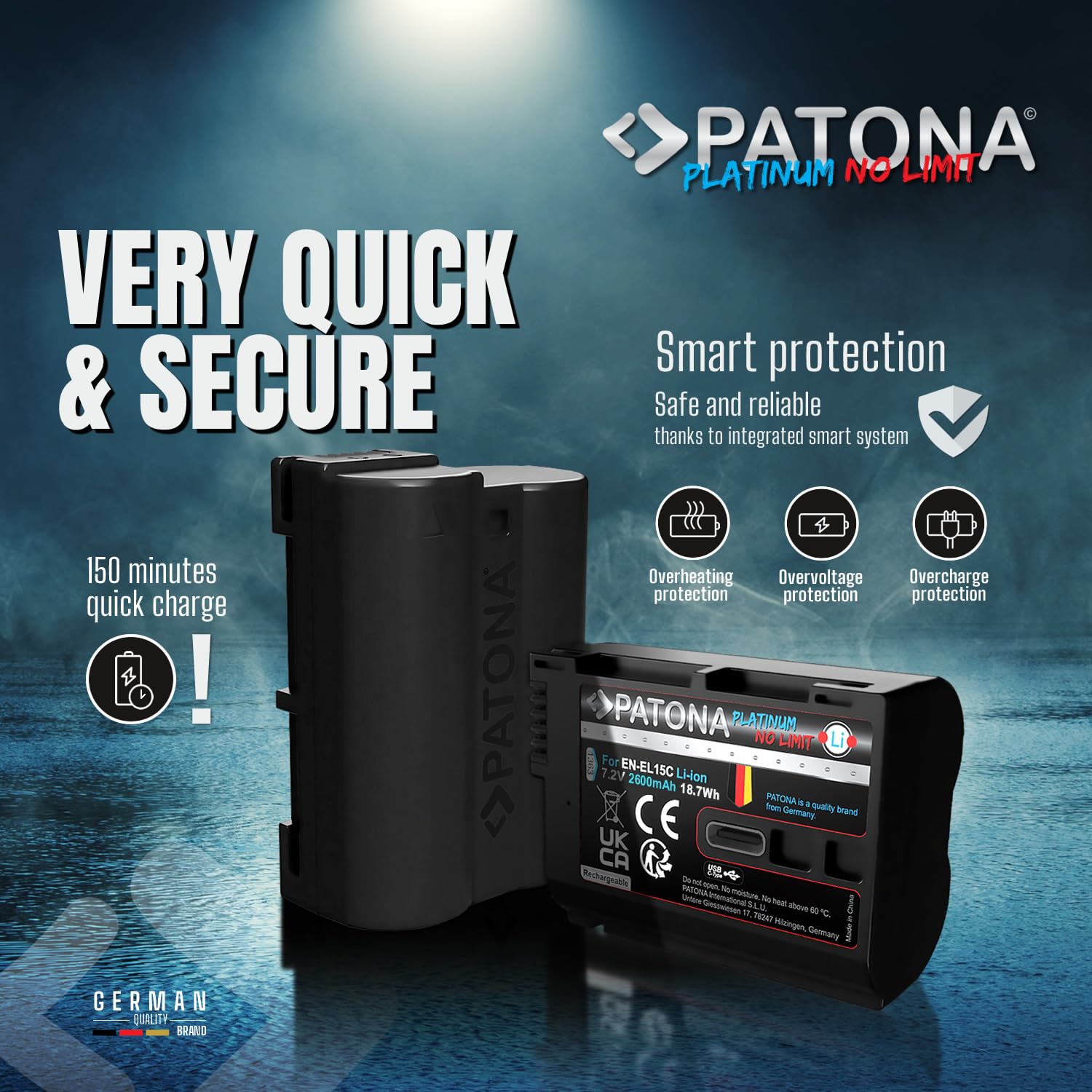 PATONA USB-C Protect Akumulator do Nikon EN-EL15c EN EL15b EL15 2600mAh