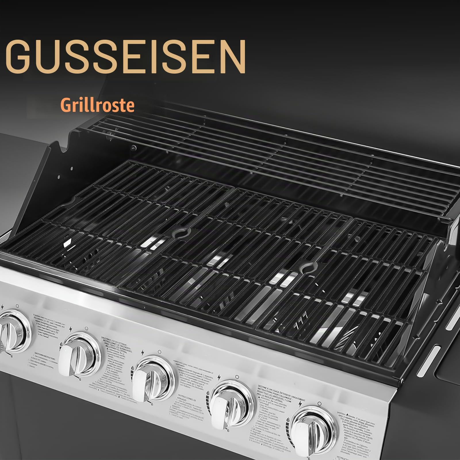 GFTIME Gusseisen Grillrost 41,3 x 25 cm, Massiver Gussrost für Gas- & Holzkohlegrill, Universal Grillroste Ersatz, 3 Stück