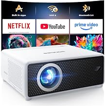 GOODEE Mini Projector with WiFi and Bluetooth - Built-in Apps, 1080P HD Home Theater Compatible with Netflix/YouTube/Prime Video, Short Throw Projectors Support HDMI/Smartphone/Laptop