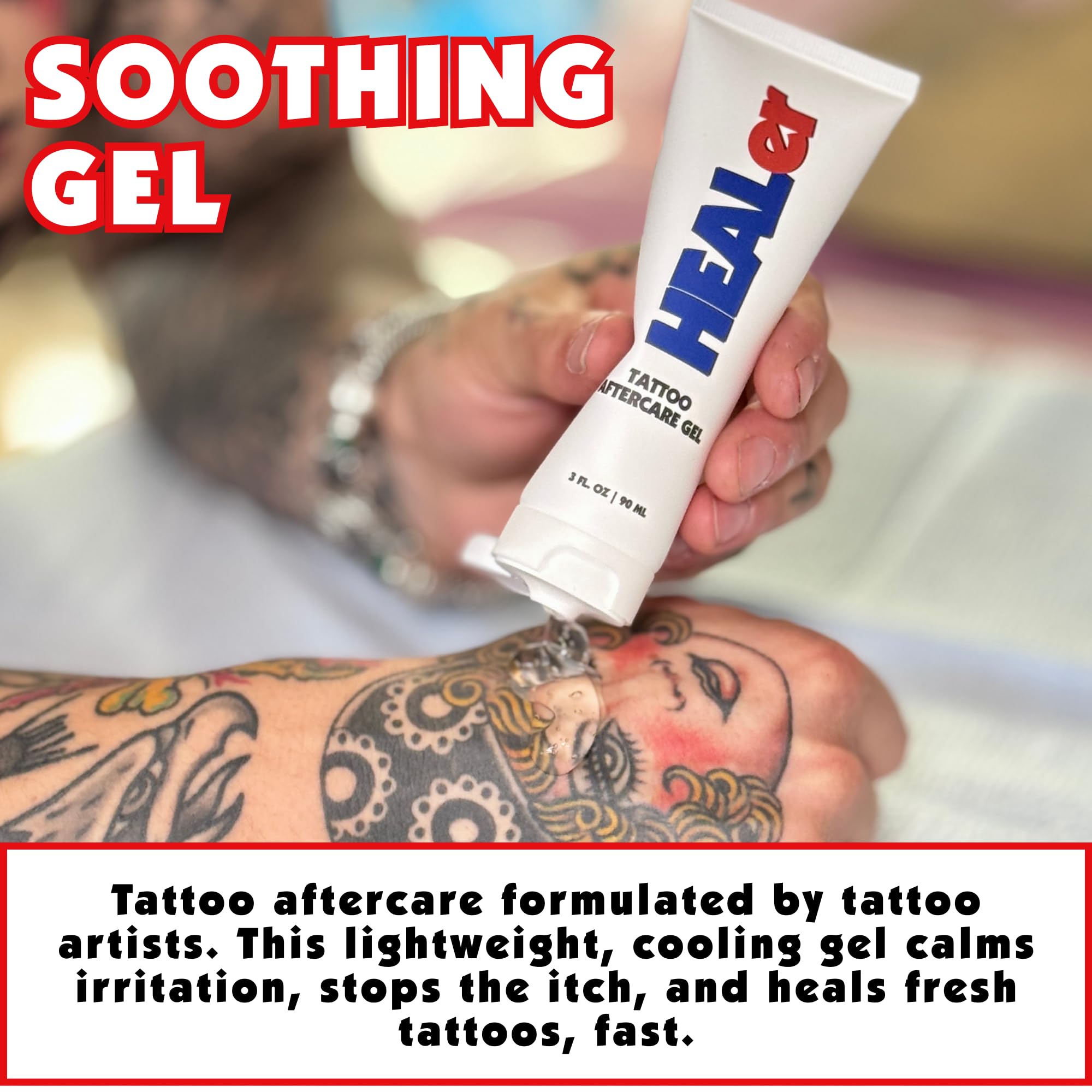 Amazon.com: HEALer Tattoo Aftercare Gel, Aloe + Vitamin E Tattoo  Moisturizer for New Tattoos and Piercings, Fast Absorbing, Non Greasy,  Fragrance Free, Gentle for Sensitive Skin, 3 oz : Beauty & Personal Care